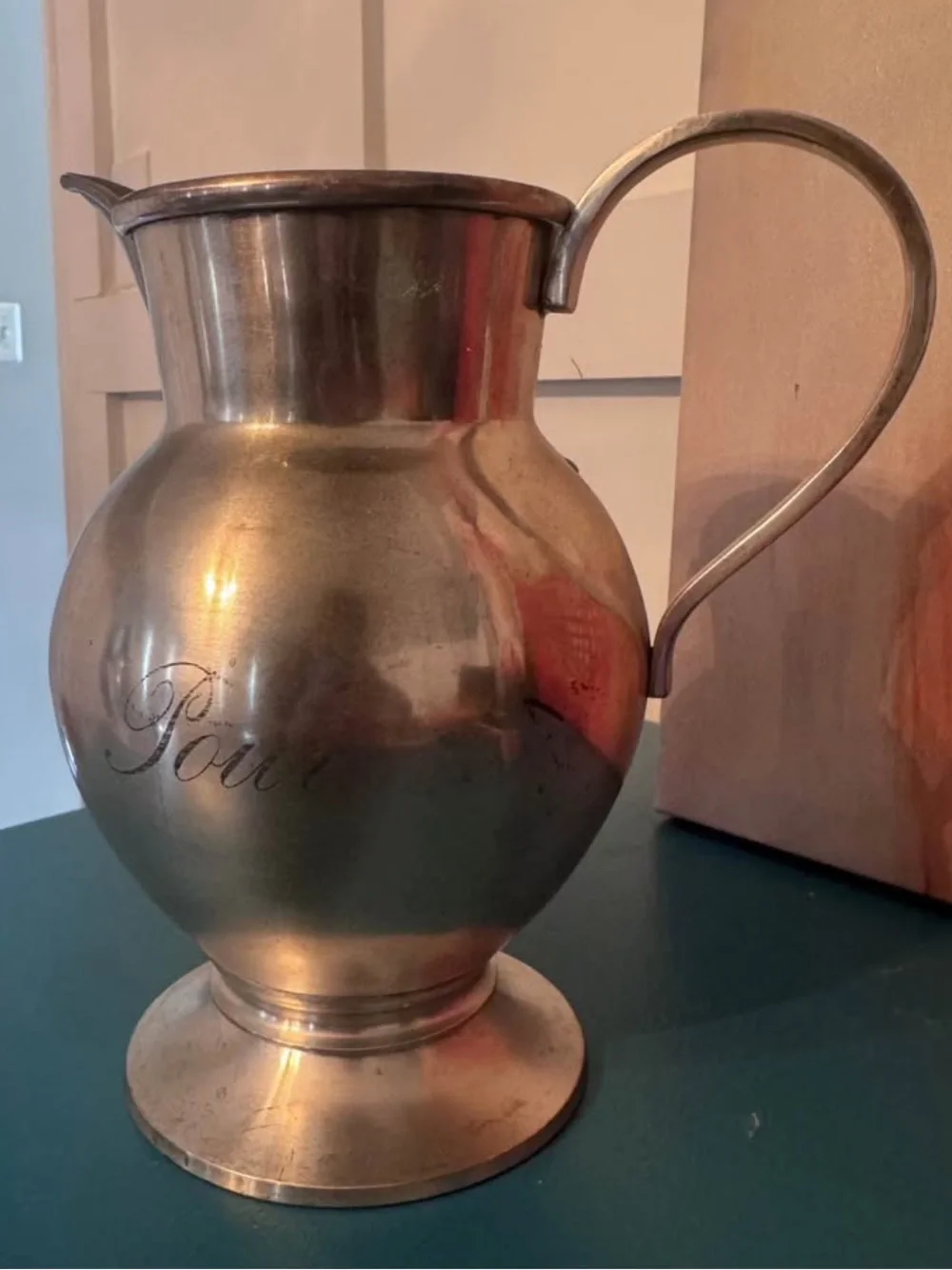 Pottery Barn Silver Metal Pitcher